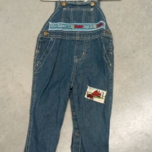 Hand Crafted Kids Denim Overalls with Farm Patch